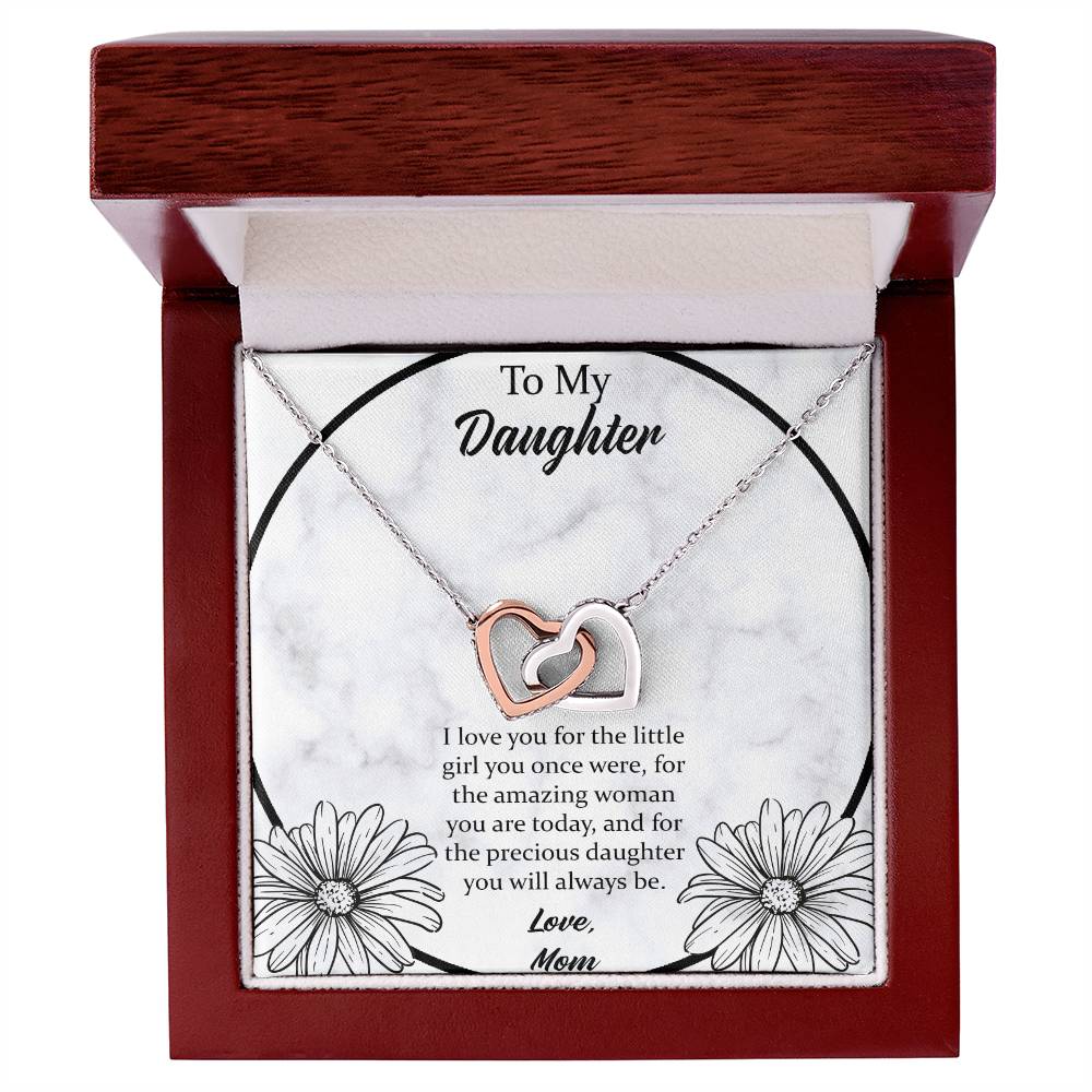 To My Daughter I Love You For The - Love Mom Interlocking Hearts Necklace