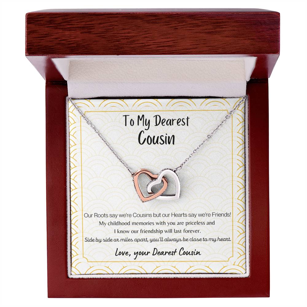 To My Cousin Interlocking Hearts Necklace