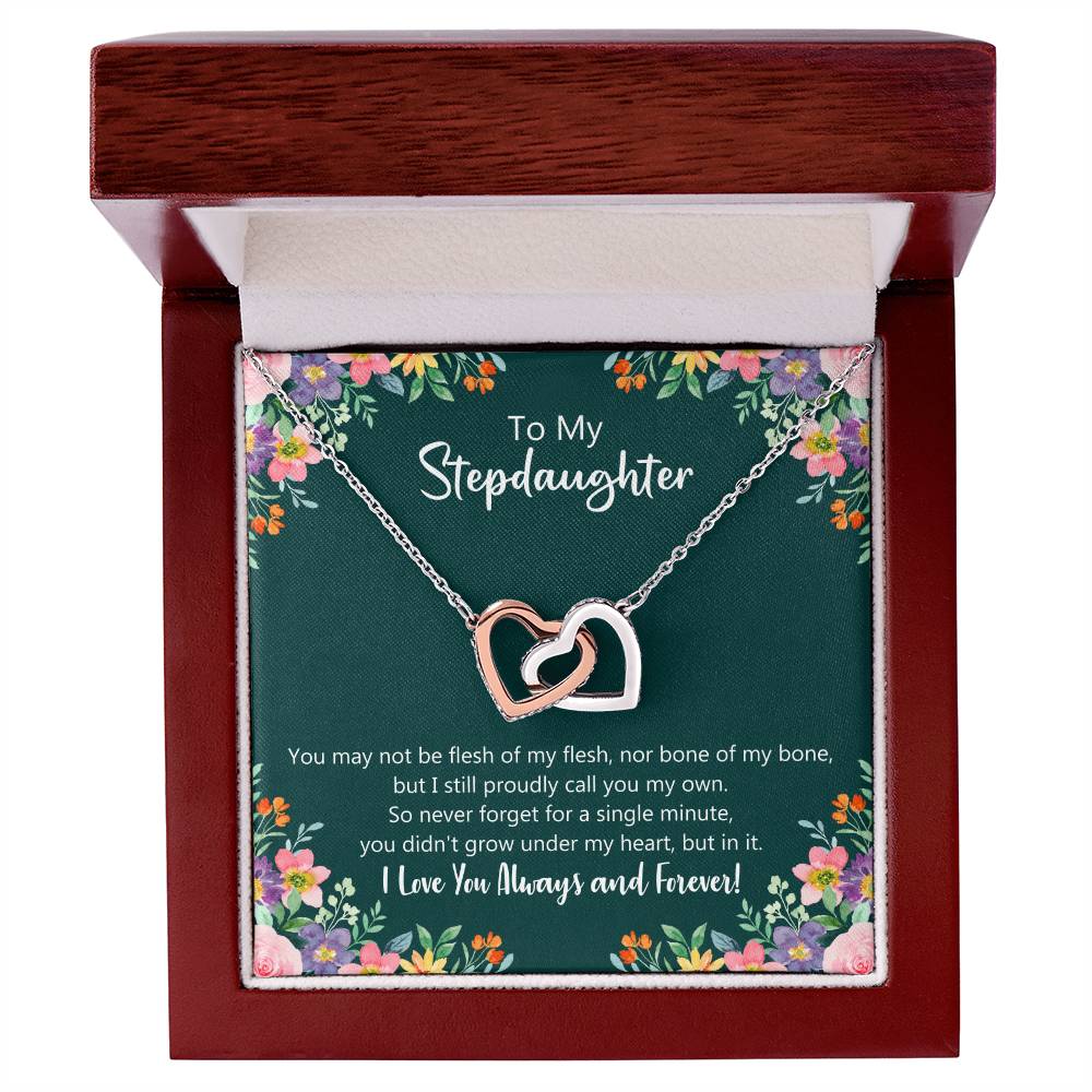I Proudly Call You My Own - Stepdaughter Gift Necklace Interlocking Hearts Necklace