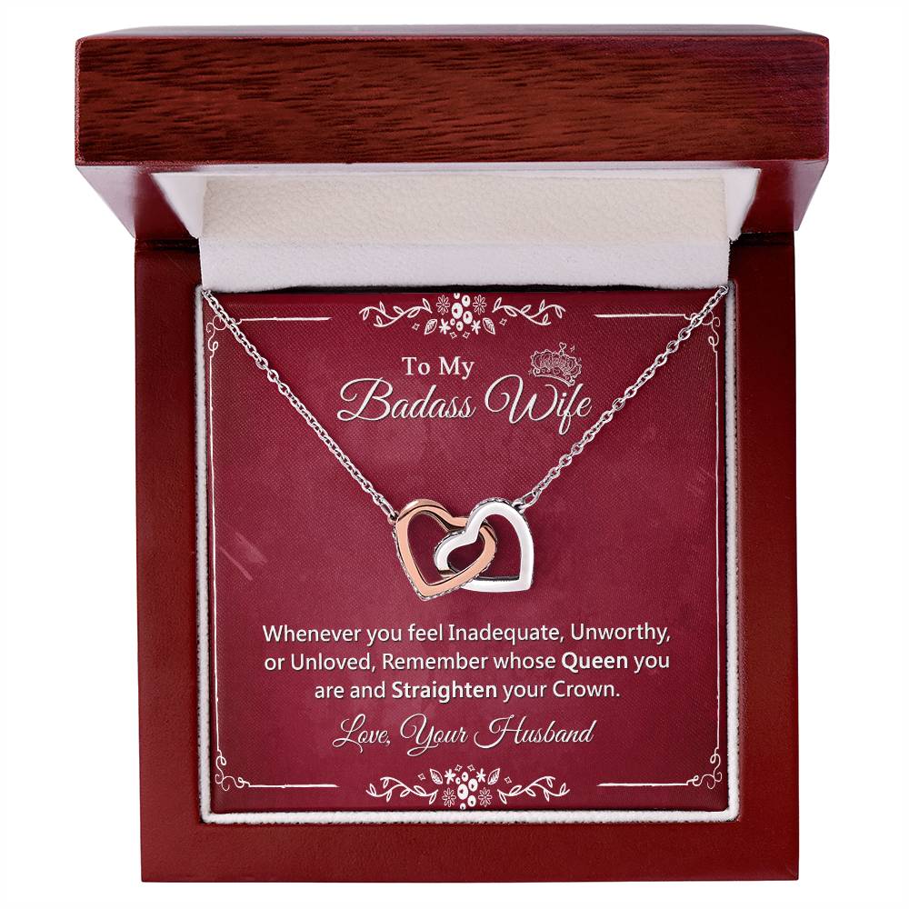 Awesome Gift For Badass Wife - Interlock Heart Necklace Interlocking Hearts Necklace