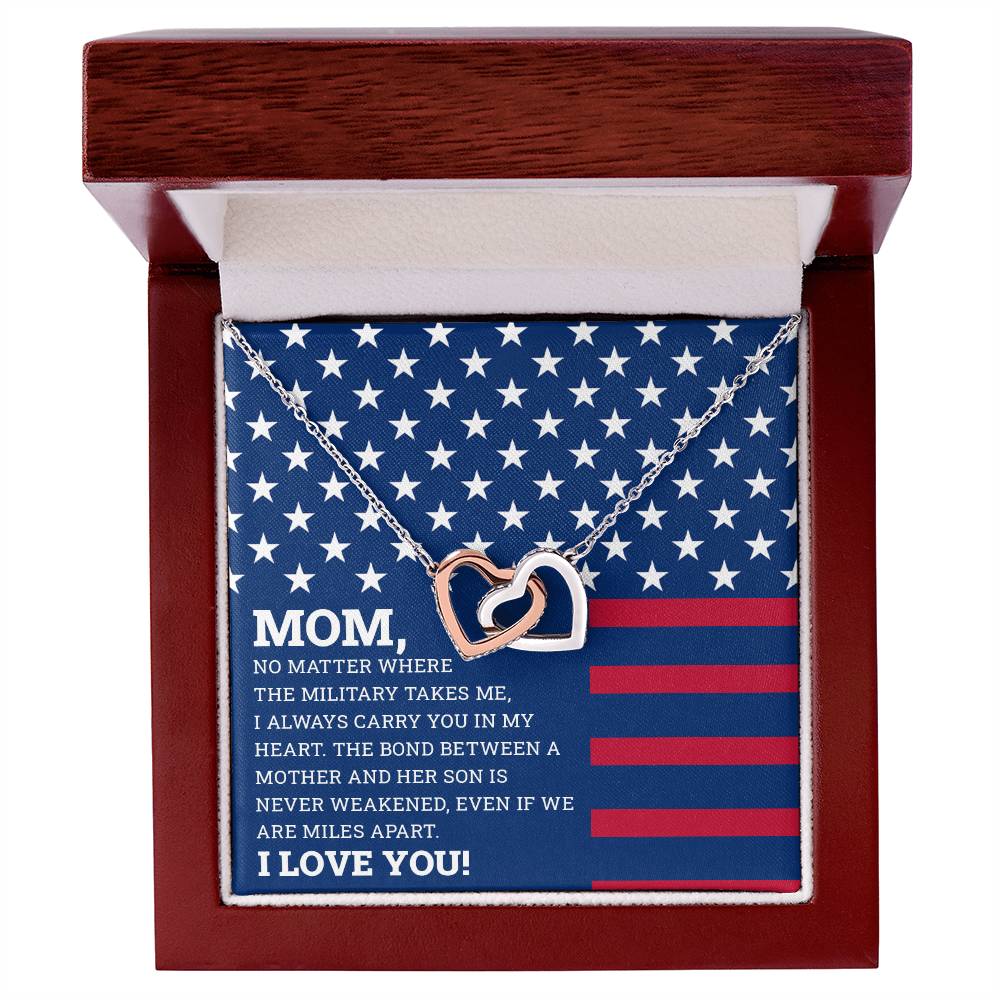 To My Mom - I Love You Message - Tmm06 Interlocking Hearts Necklace