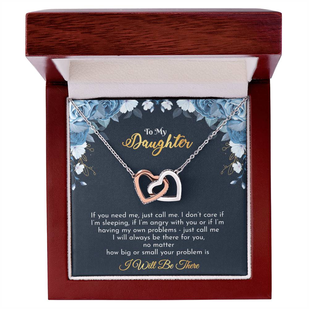 Gift For Daughter - Interlocking Hearts Necklace With Message Card
