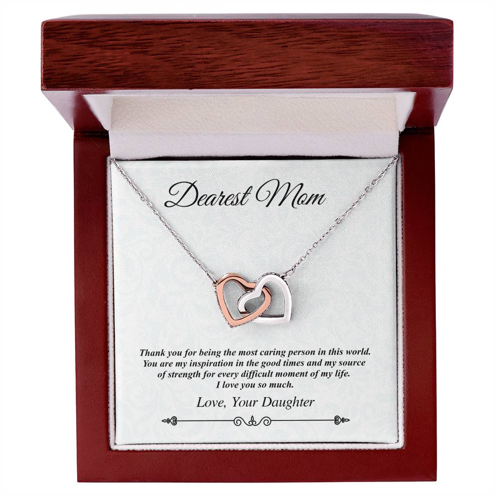 'Dearest Mom' Linked Hearts Necklace - The Most Caring Person In This World Interlocking Hearts Necklace