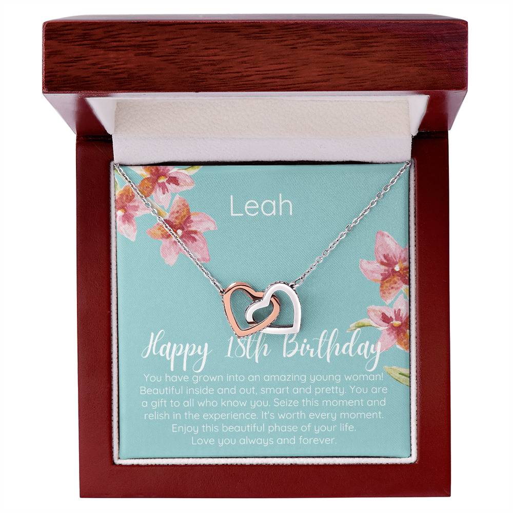 Personalized Happy 18Th Birthday Interlocked Hearts Necklace Interlocking Hearts Necklace