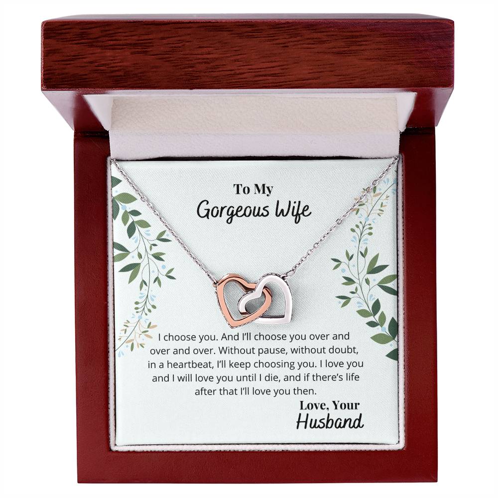 To My Wife - I'Ll Always Love You Necklace Interlocking Hearts Necklace