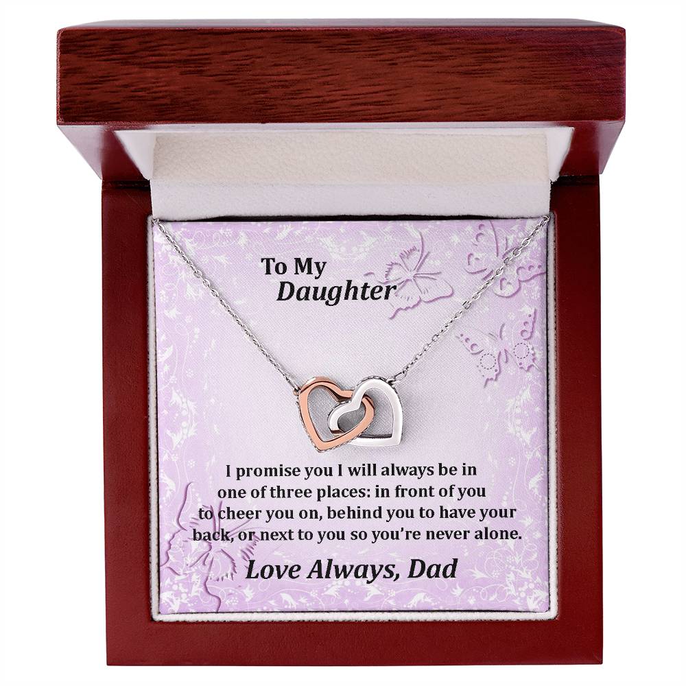 To My Daughter Always With You Never Ending Love Hearts Necklace Interlocking Hearts Necklace