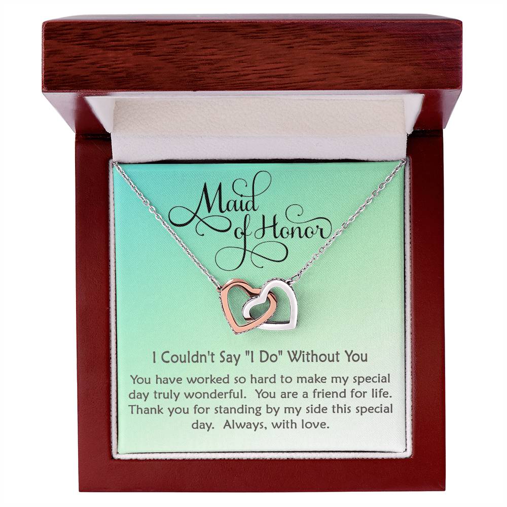 Maid Of Honor Linked Hearts Necklace Gift Interlocking Hearts Necklace