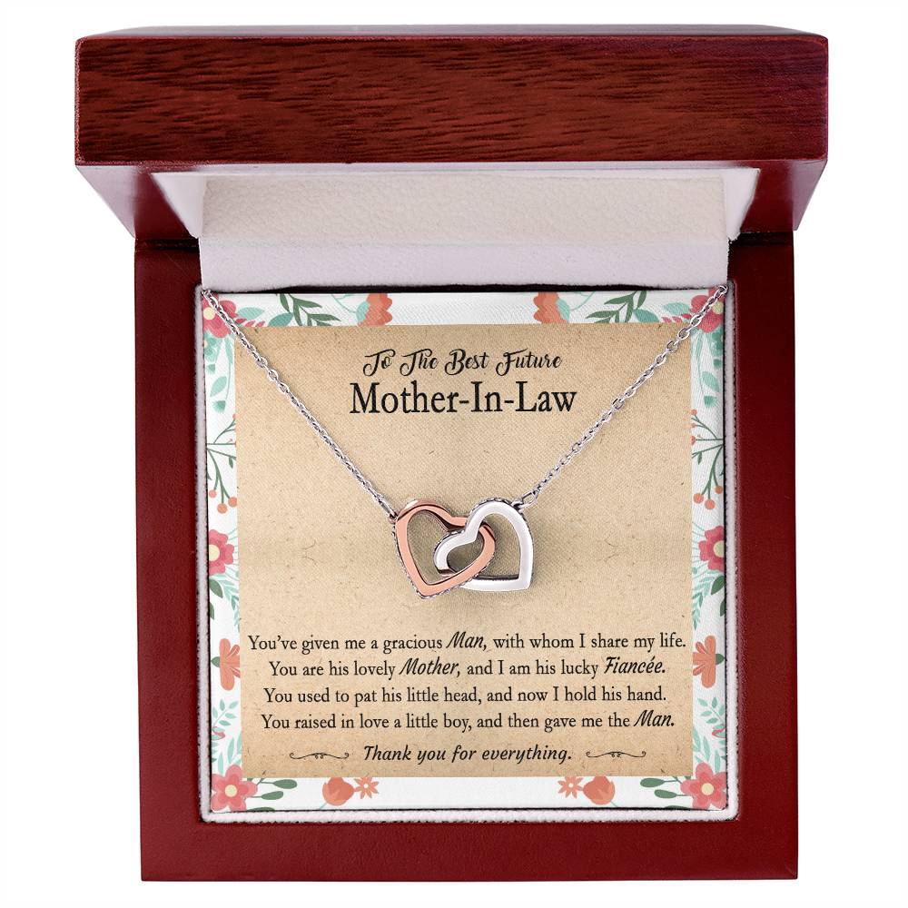 Gift For Future Mother-In-Law - You'Ve Given Me A Gracious Man 2 - Interlocking Interlocking Hearts Necklace