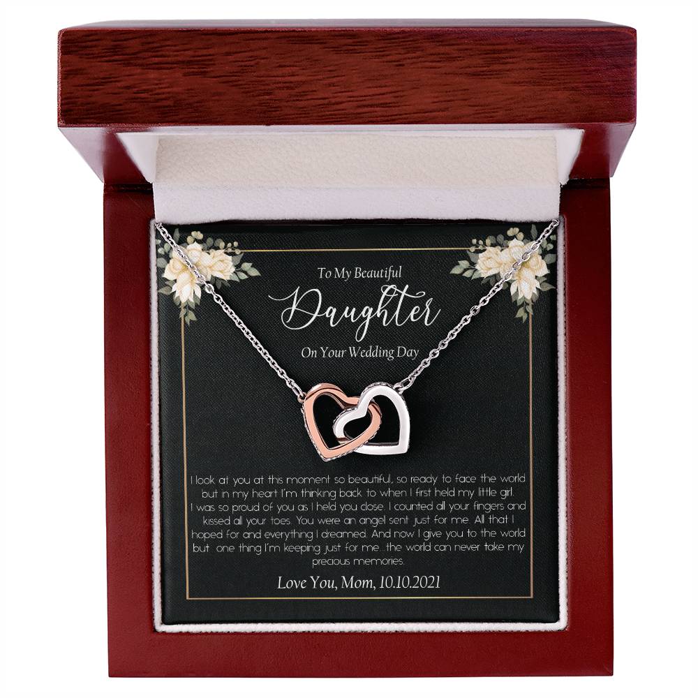 Daugther Wedding Day Interlocking Hearts Necklace
