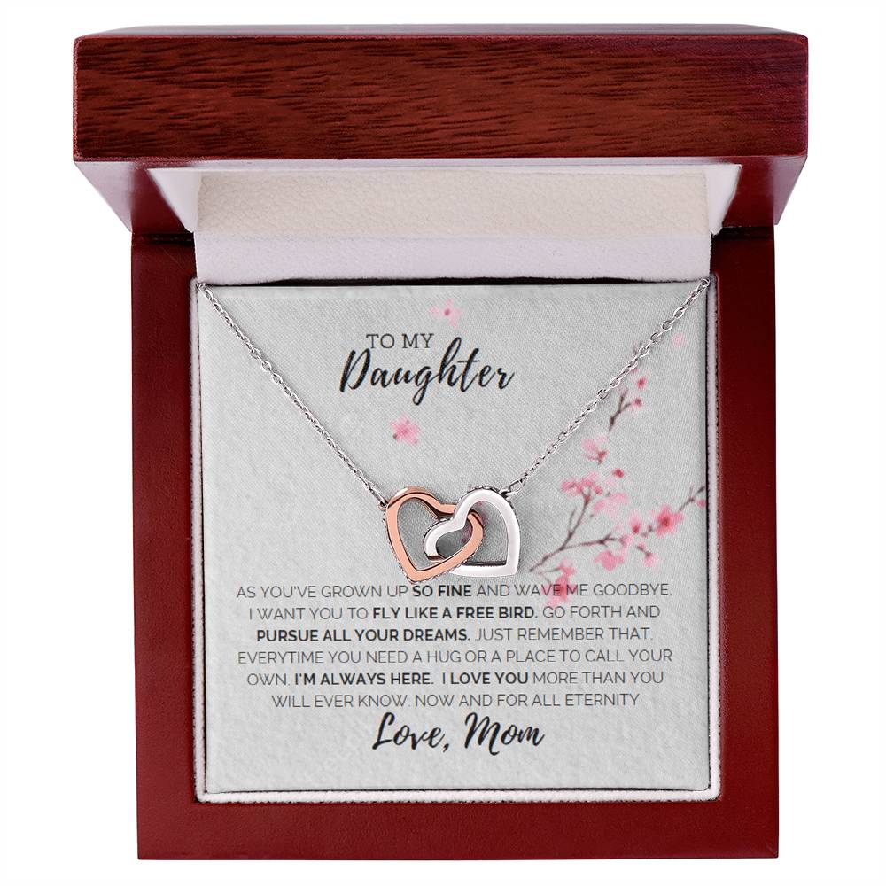 To My Daughter -I Love You Interlocking Hearts Necklace