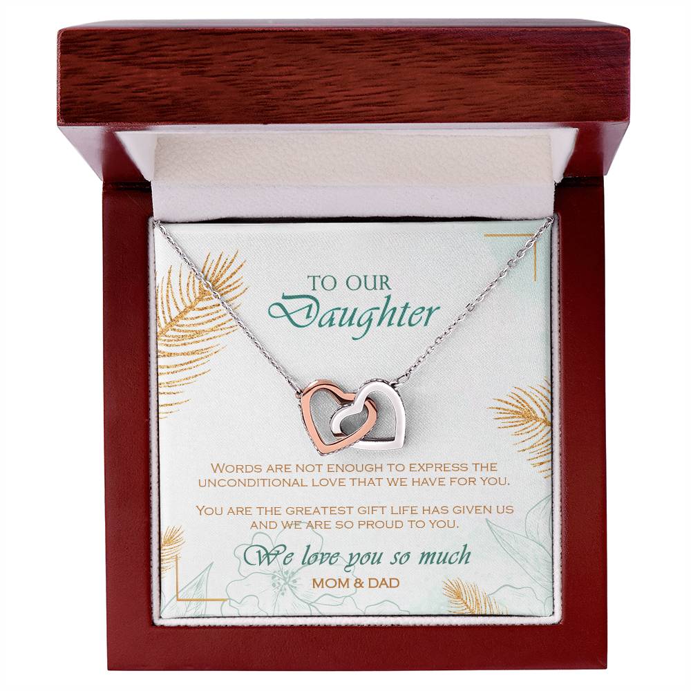 Interlocking Heart Necklace To Your Daughter – From Mom & Dad With Love – Jewelry Gift B1D9T5 Interlocking Hearts Necklace