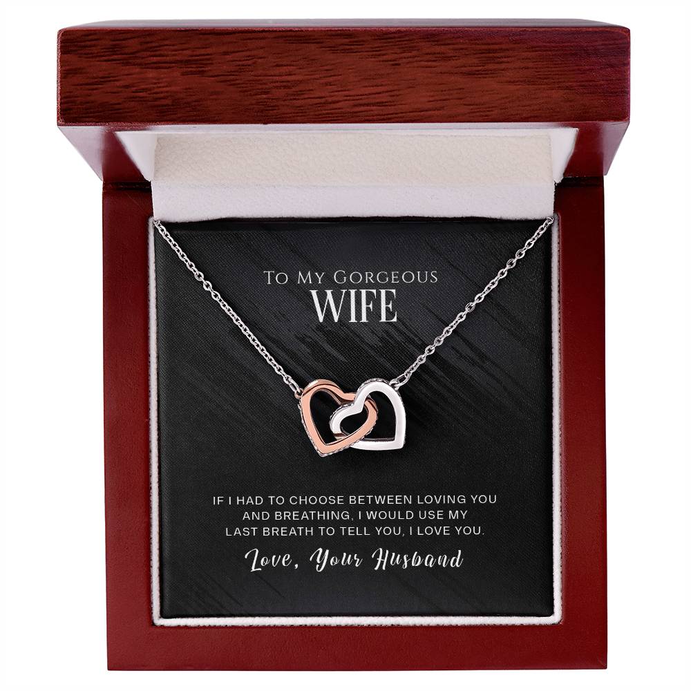 Interlocked Heart Necklace - For Wife Interlocking Hearts Necklace