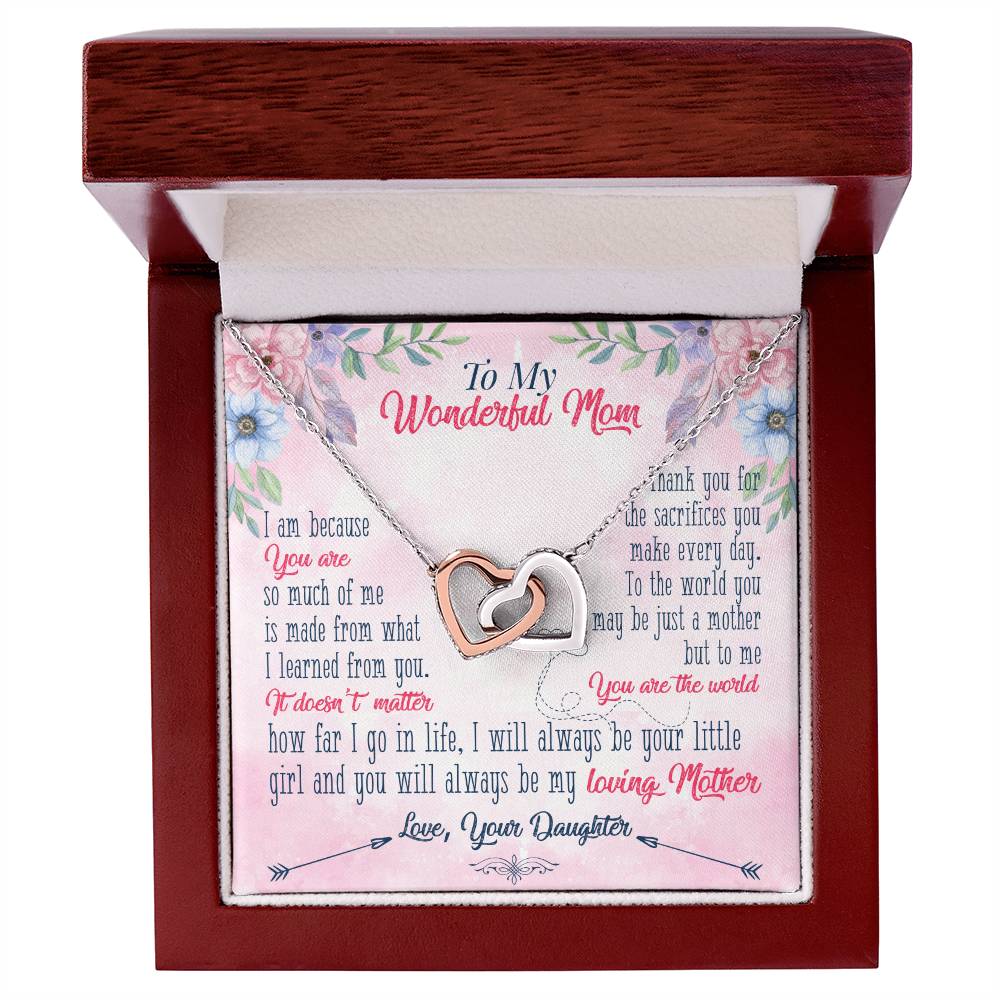 Best Gift For My Wonderful Mom Interlocking Hearts Necklace
