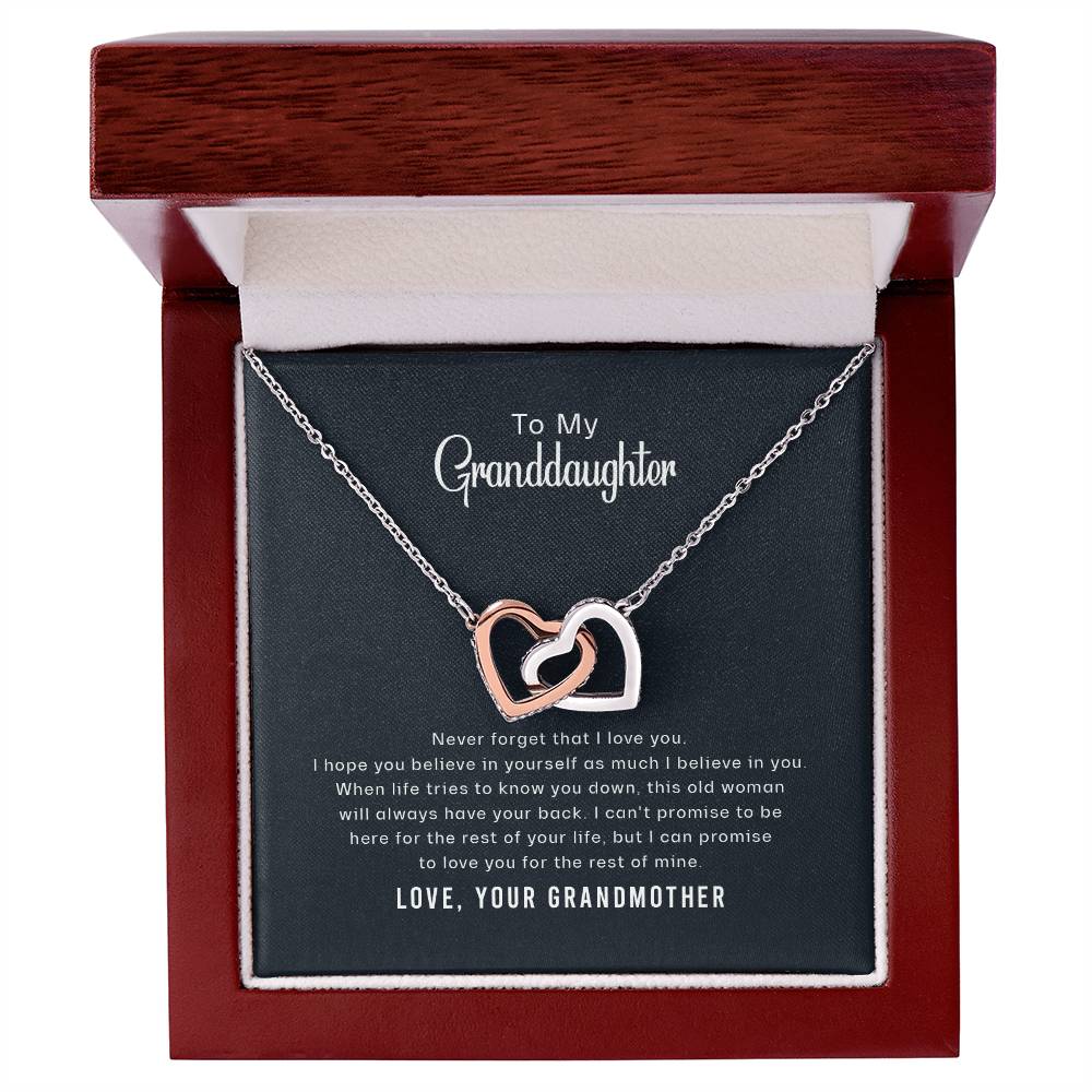 Believe In Yourself - Gift For Granddaughter Interlocking Hearts Necklace