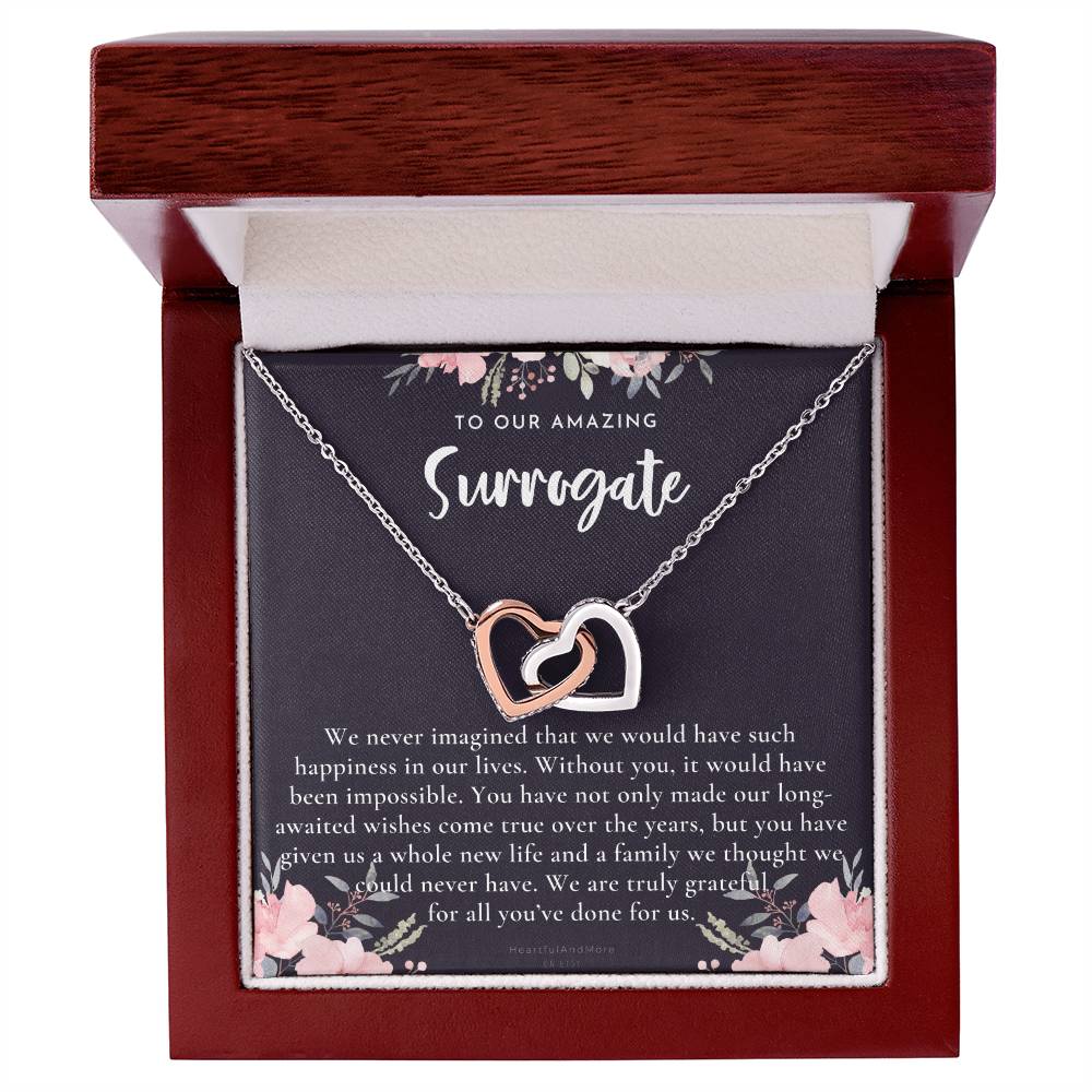 Surrogate Appreciation Gift Surrogate Gift Surrogate Gift With Message Card Surrogate Transfer Day Thank You Gift Interlocking Hearts Necklace