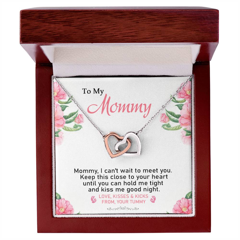 To My Mommy - From Your Tummy - Pregnancy Gift - Mother'S Day Gift - Luxury Necklace Interlocking Hearts Necklace