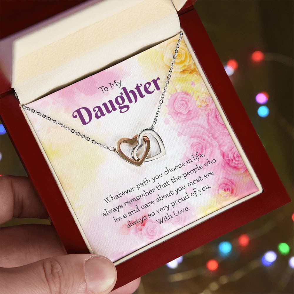 Interlocking Hearts Necklace For Daughter