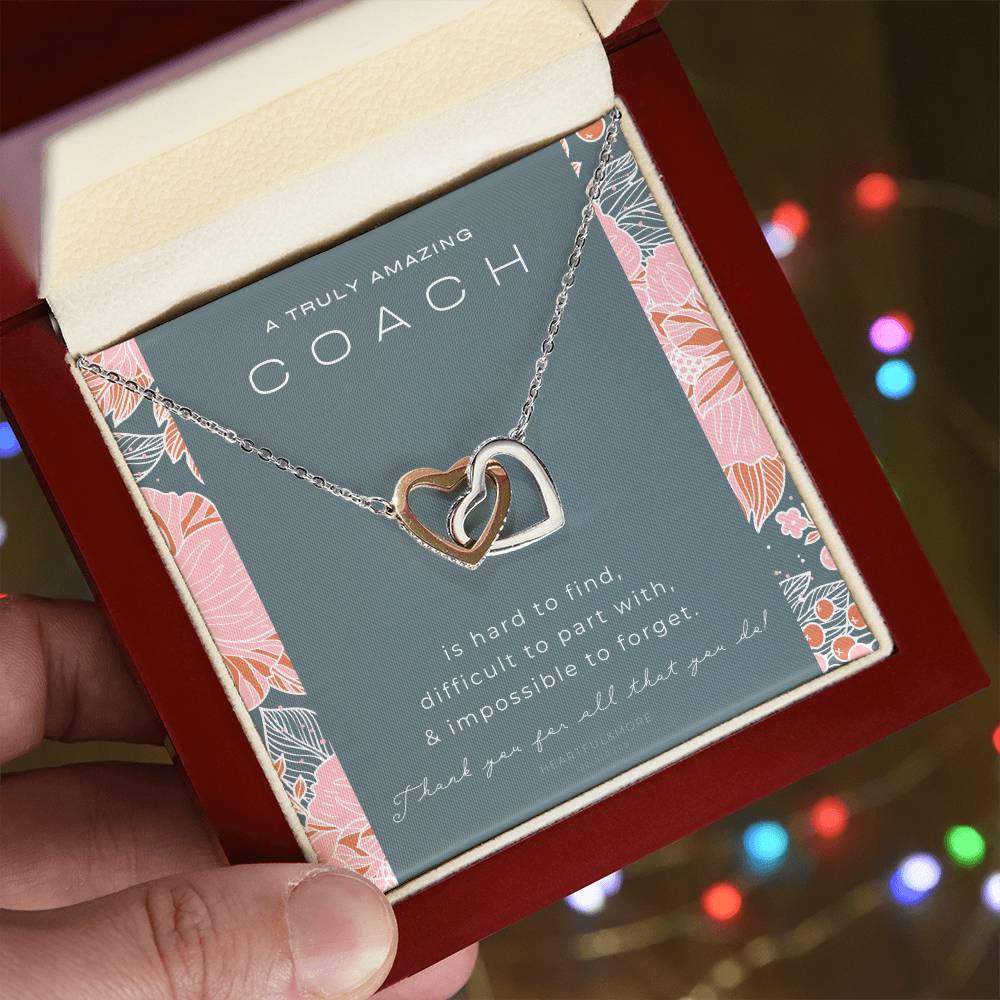 Gymnastics Coach Gift For Women Leaving Gift For Gymnastics Coach To A Truly Amazing Gymnastics Coach Thank You Gift Interlocking Hearts Necklace