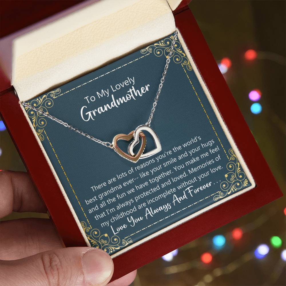 Grandmother Gift - My Childhood Is Incomplete Without You Necklace Interlocking Hearts Necklace
