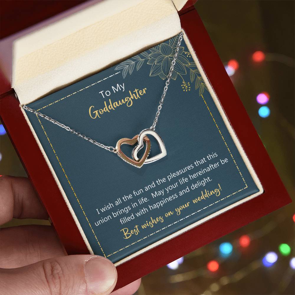 To My Goddaughter May Your Life Filled With Happiness And Delight Necklace Interlocking Hearts Necklace
