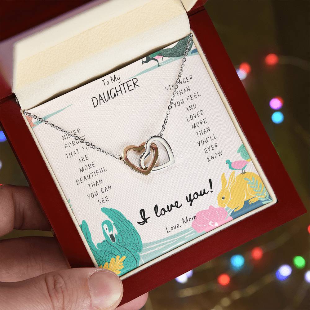 Daughter Gift To My Daughter Necklace From Mom To My Daughter Necklace From Dad Gift For Daughter From Mom Daughters Birthday Gift Interlocking Hearts Necklace