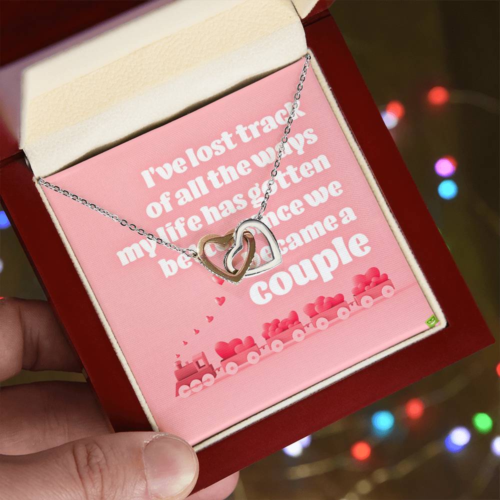 For My Loving Girlfriend Interlocking Hearts Necklace