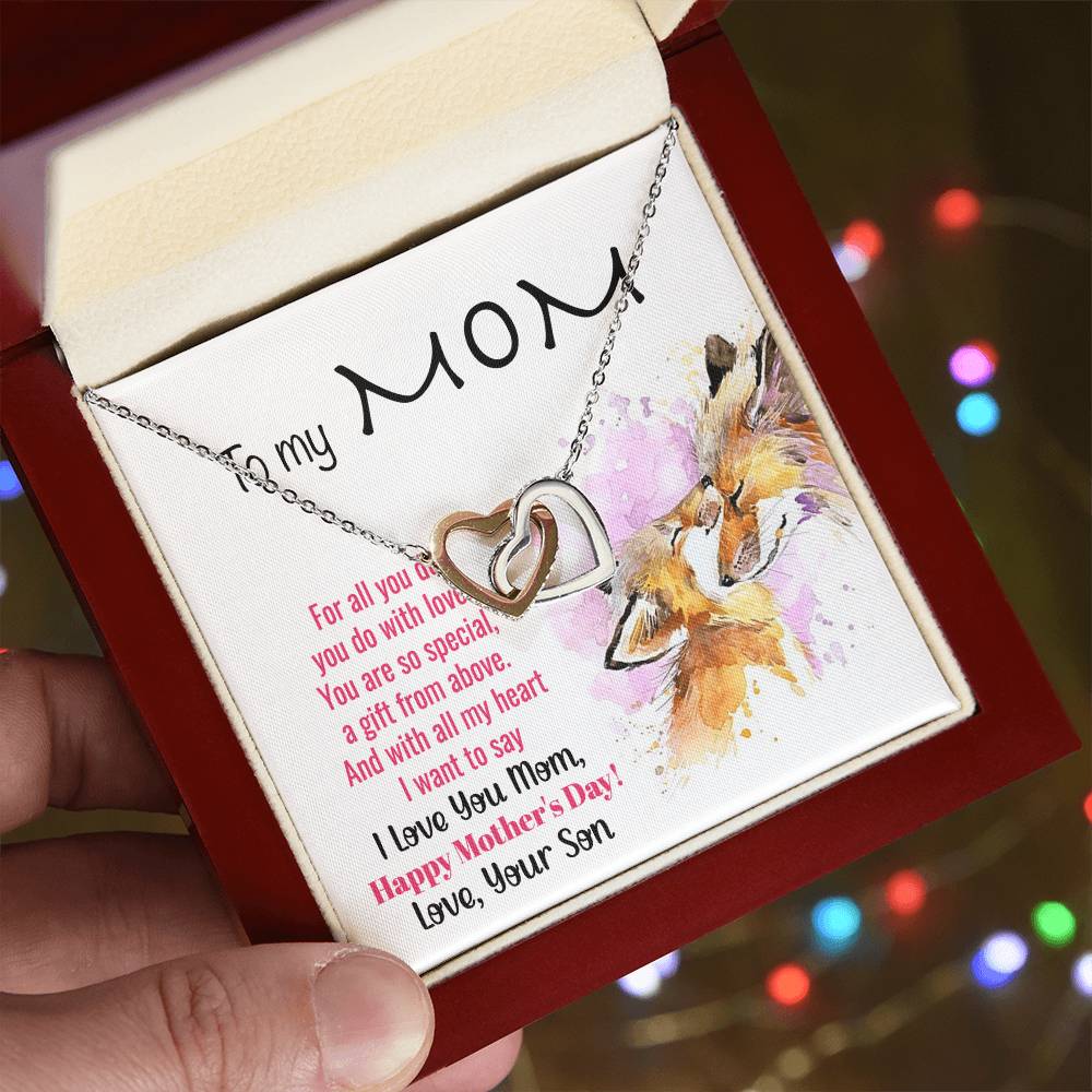 To My Mom Interlocking Hearts Necklace