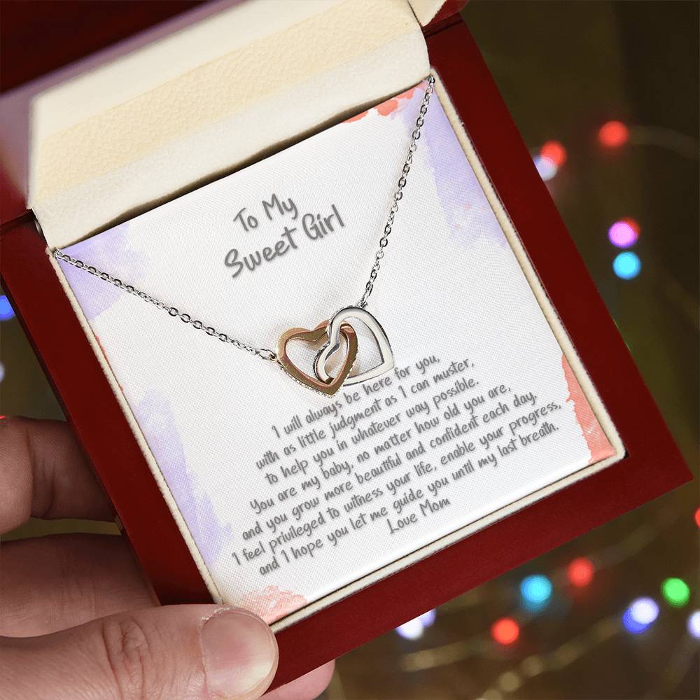 Daughter Sweet Girl You Are My Baby Hearts Locked Forever Necklace Interlocking Hearts Necklace