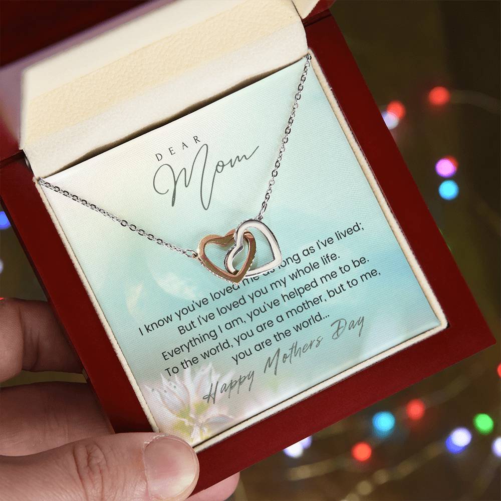 Happy Mothers Day Mom Double Heart Necklace Interlocking Hearts Necklace