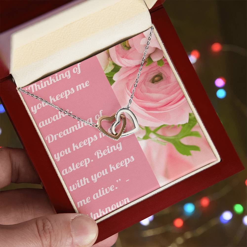 Ike Mens ProductionLove Quote Jewelry Interlocking Hearts Necklace