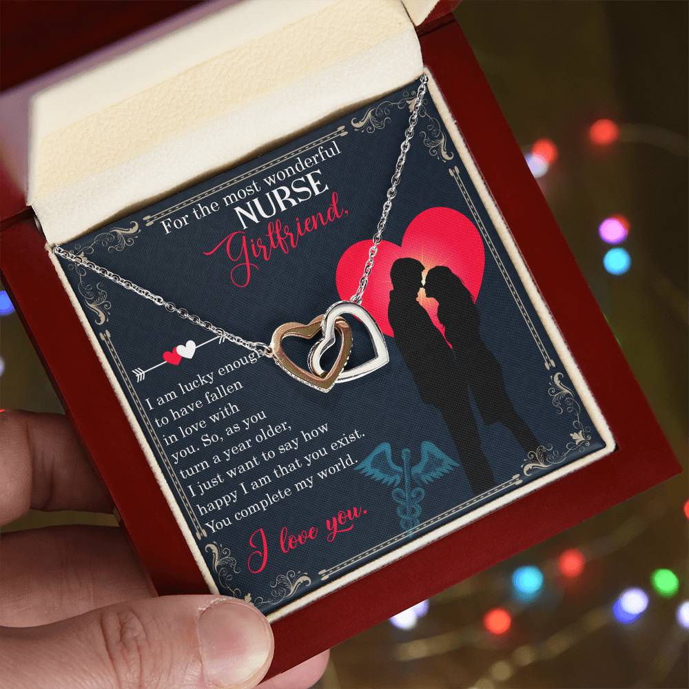 Gifts For Birhday Nurse Girlfriend Necklace Cards Anniversary Gifts For Women Gold Jewelry Interlocking Hearts Necklace