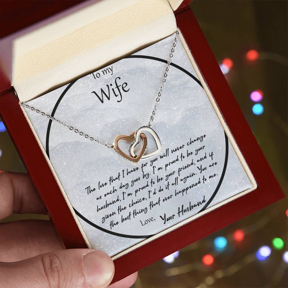 To My Wife The Love That I Have For You - Gray Interlocking Hearts Necklace