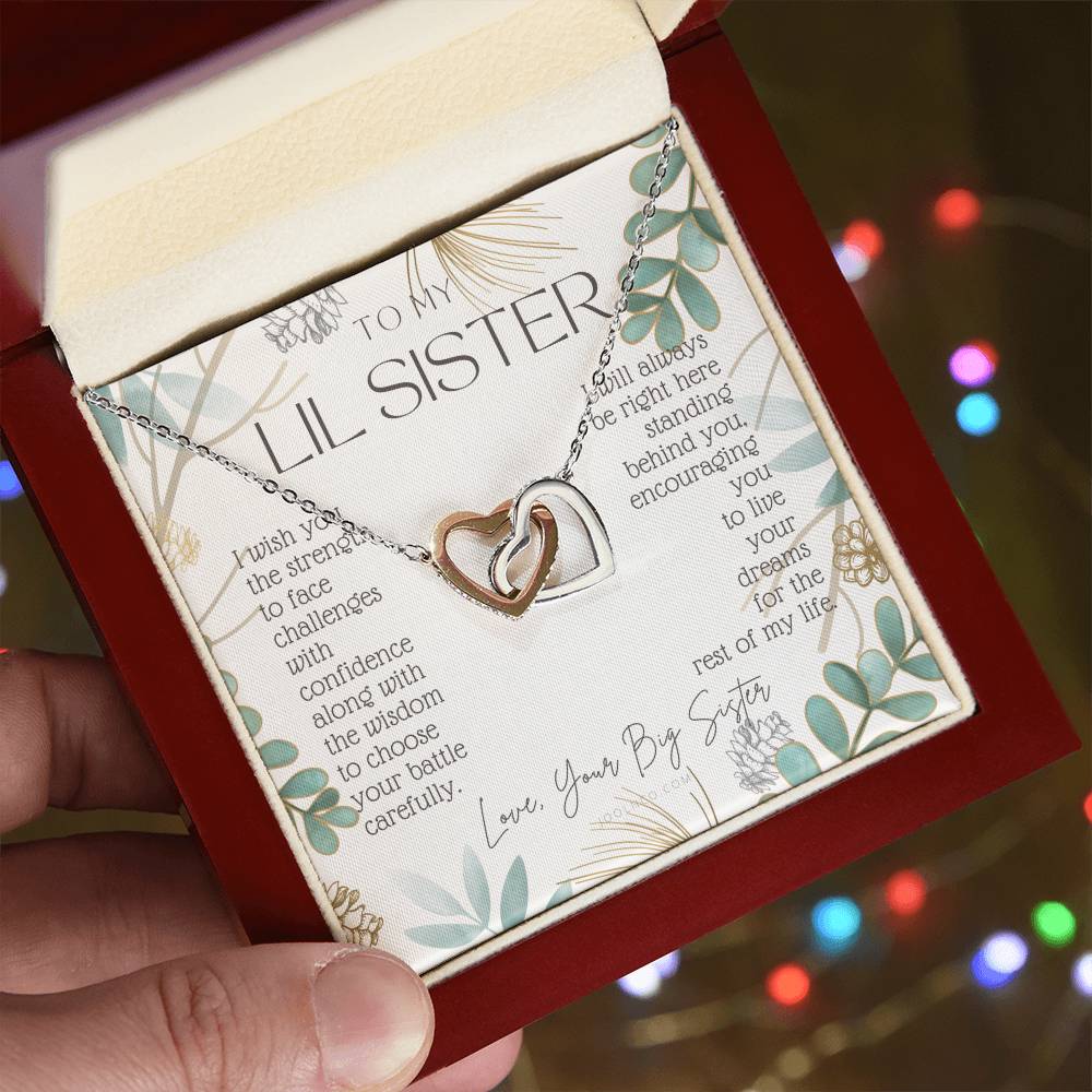 To My Little Sister Live Your Dreams Gift For Little Sister From Big Sister Sister Birthday Graduation Christmas Present Interlocking Hearts Necklace