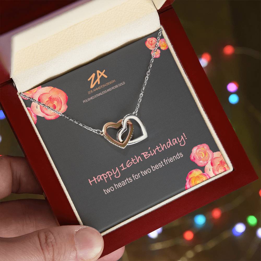 Happy 16Th Birthday! Interlocking Hearts Necklace