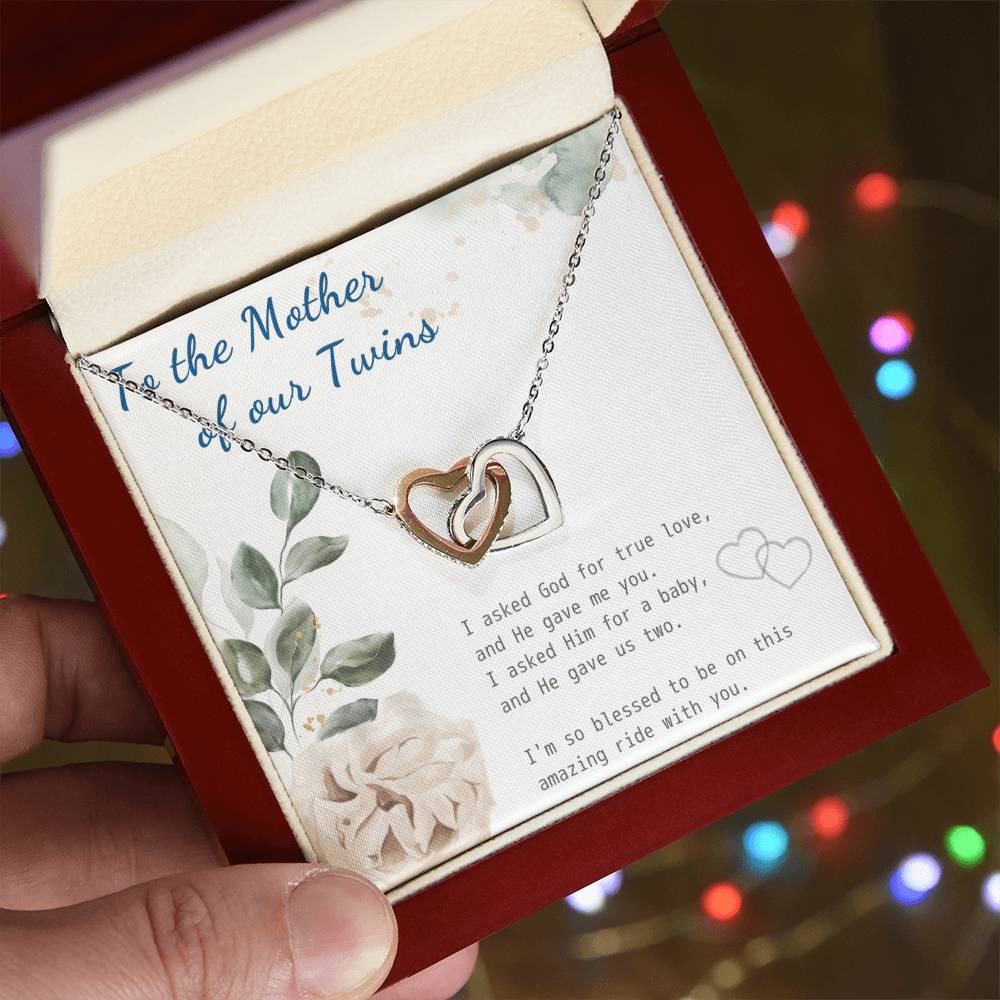 Mother Of Twins Gift For Wife Interlocking Hearts Necklace