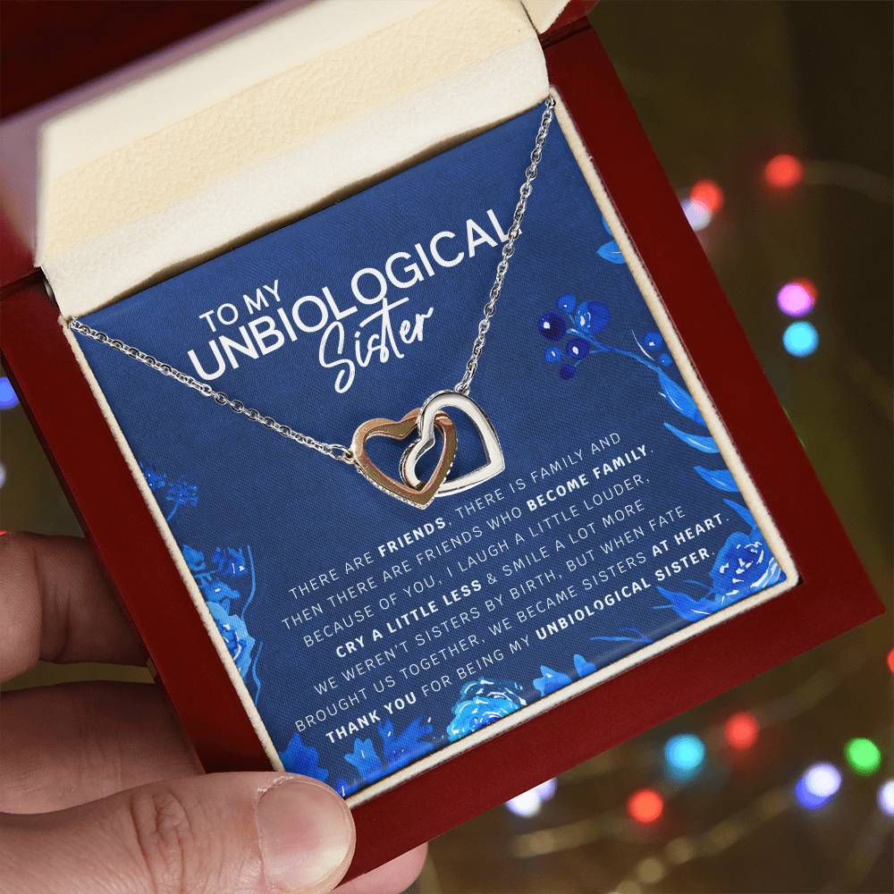 Unbiological Sister Heart Necklace Gift For Best Friend Thank You For Everything Interlocking Hearts Necklace