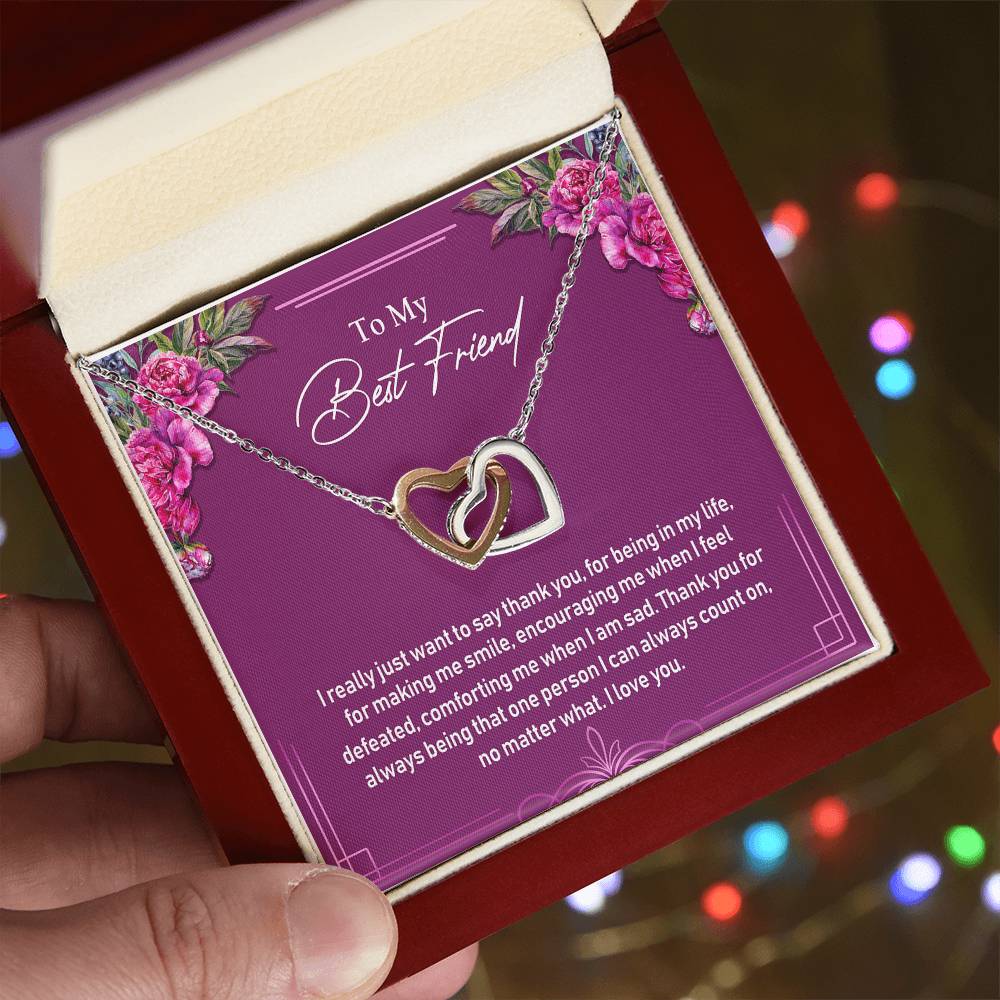 To My Best Friend Interlocking Hearts Necklace Birthday Gift