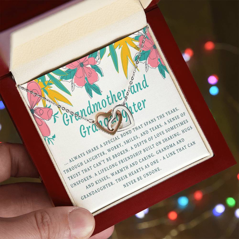 Grandmother & Granddaughter Necklace Grandma Gift Granddaughter Gift Jewelry For Family Birthday Gift Interlocking Hearts Necklace