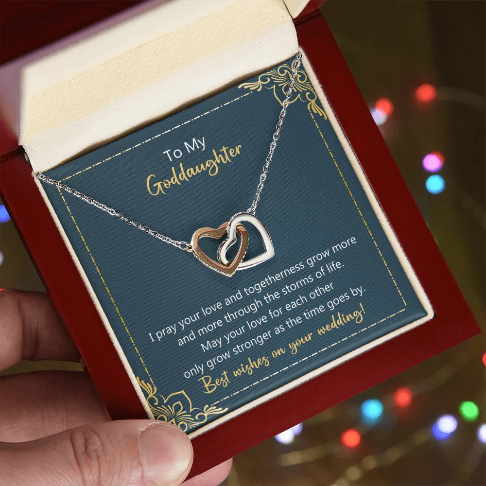 To My Goddaughter May Your Love Grow Stronger Necklace Interlocking Hearts Necklace