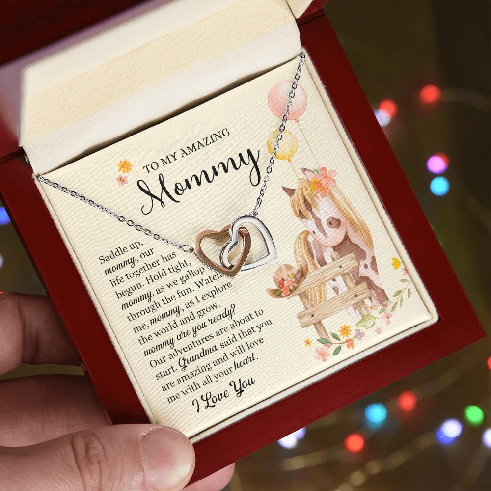 Saddle Up Amazing Mommy Necklace Interlocking Hearts Necklace