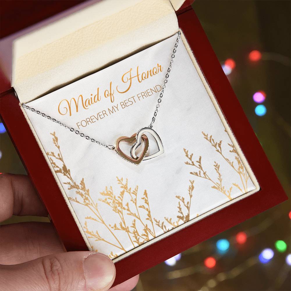 Maid Of Honor Proposal Necklace Maid Of Honor Proposal Gift Box Maid Of Honor Wedding Gift Interlocking Hearts Necklace For Maid Of Honor