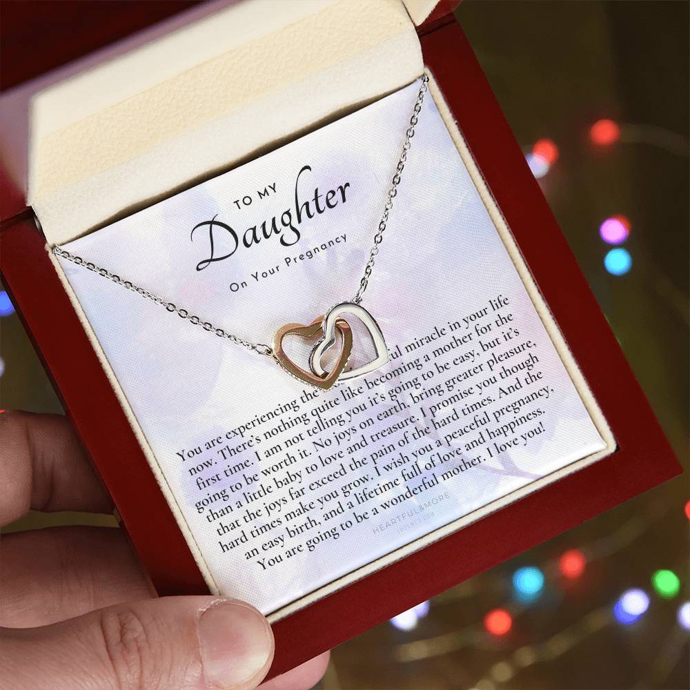Pregnancy Gift For Daughter Baby Shower Gift Mom To Be Gift Expecting Mom Gift Pregnant Daughter Gift From Mom Interlocking Hearts Necklace