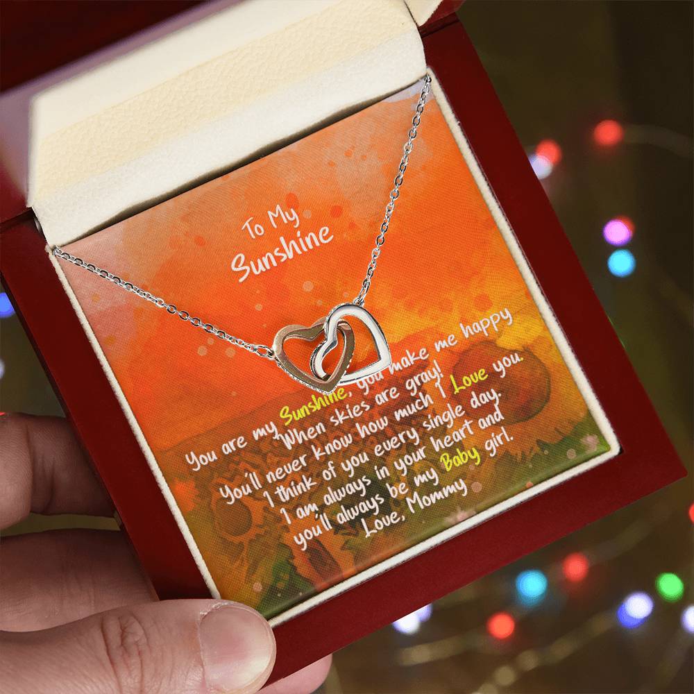 Daughter My Sunshine Locked Hearts Necklace Interlocking Hearts Necklace