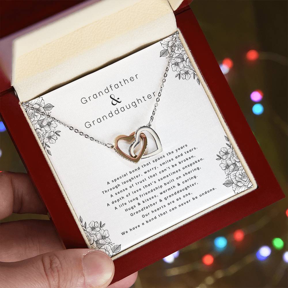 Grandfather & Granddaughter - An Unbreakable Bond Necklace Interlocking Hearts Necklace