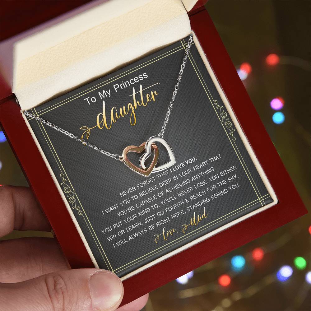 Gift For Daughter From Dad Interlocking Hearts Necklace