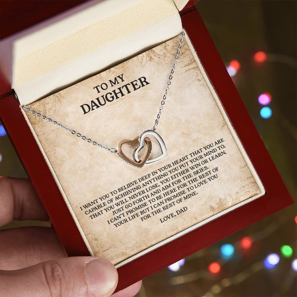 To My Daughter - Love Dad Interlocking Hearts Necklace