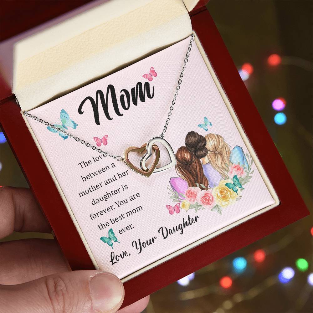 Dear Mom Interlocking Hearts Necklace