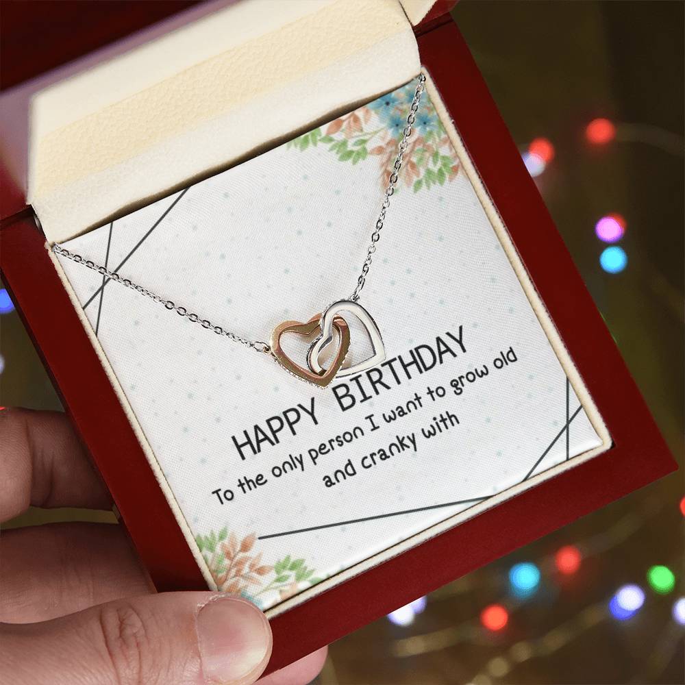 Happy Birthday Interlocking Hearts Necklace