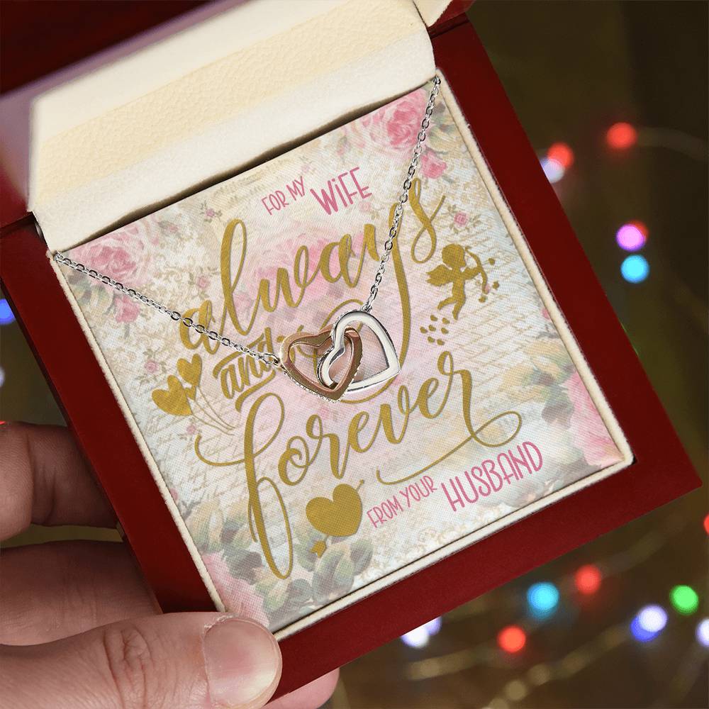Always & Forever For My Wife Interlocking Hearts Necklace
