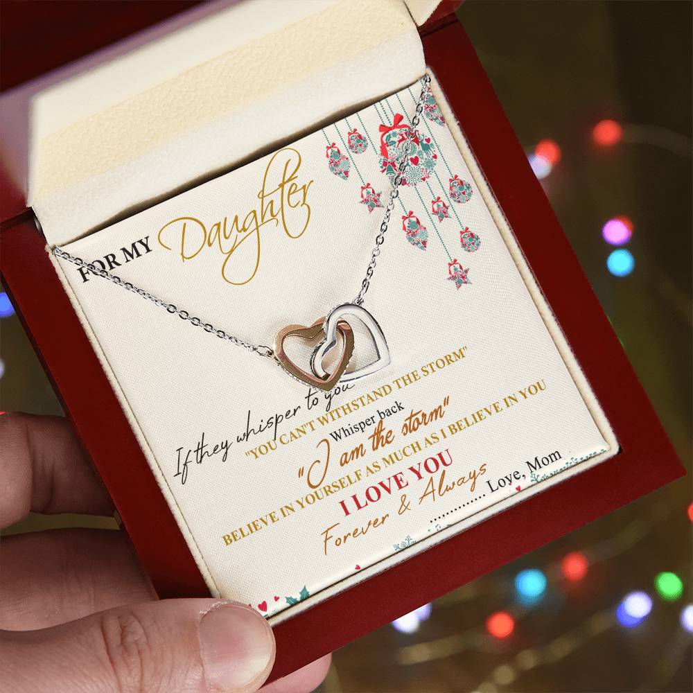 For My Daughter Interlocking Hearts Necklace Message Card